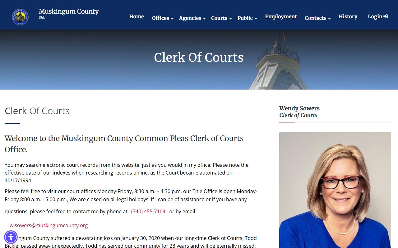Muskingum County Common Pleas court records after jail arrest